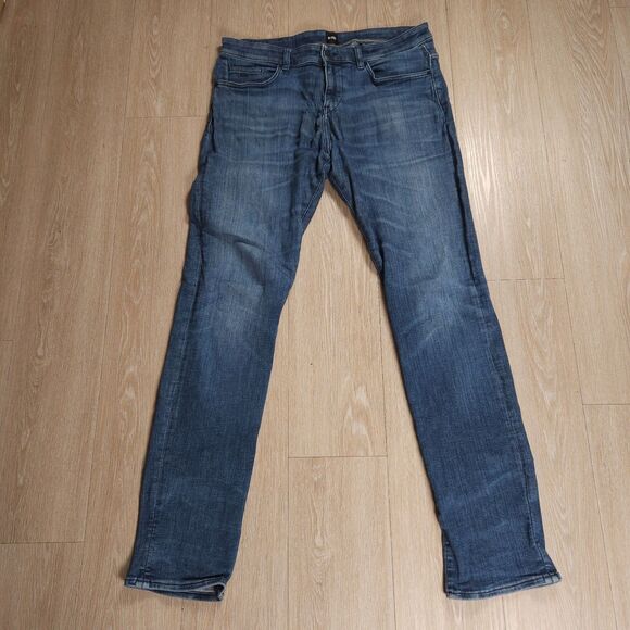 Hugo Boss Delaware Jeans Mens Size 34x34(36x35) Blue Slim Fit Stretch Denim - Picture 1 of 16